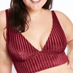 PINK Victorias Secret Red Velvet Striped Wireless Bralette XS